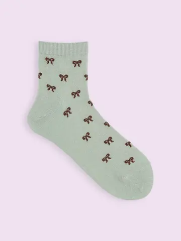 【3足1,386円】ソフトラメリボン柄ショートソックス