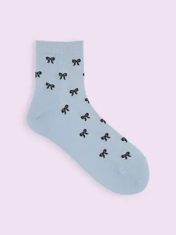 【3足1,386円】ソフトラメリボン柄ショートソックス