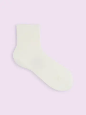 【3足1,386円】ゴム口ゆったり無地ブークレショートソックス