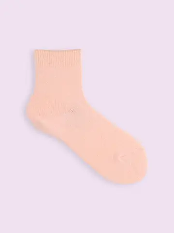 【3足1,386円】ゴム口ゆったり無地ブークレショートソックス