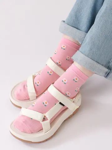 【3足1,386円】メッシュ吸水速乾レトロお花柄ショートソックス