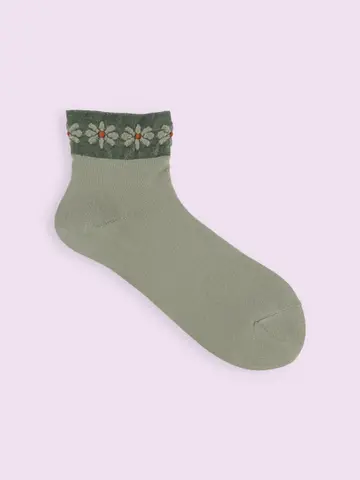 【3足1,386円】ゴム口ゆったりトップフロートフラワーショートソックス