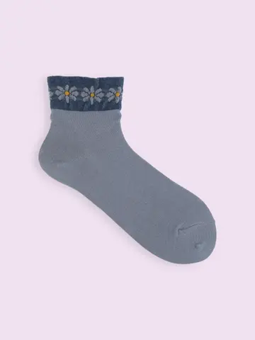 【3足1,386円】ゴム口ゆったりトップフロートフラワーショートソックス