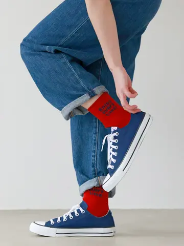 【3足1,386円】ゴム口ゆったりくるくるロゴショートソックス