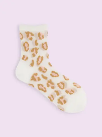 【3足1,386円】チュールヒョウ柄ショートソックス