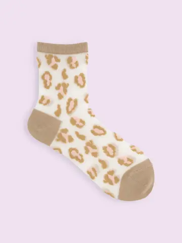 【3足1,386円】チュールヒョウ柄ショートソックス