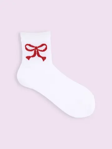 【3足1,386円】チュールリボン柄ショートソックス