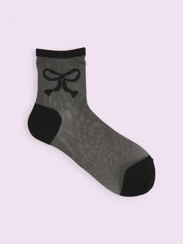 【3足1,386円】チュールリボン柄ショートソックス