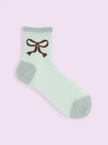 【3足1,386円】チュールリボン柄ショートソックス