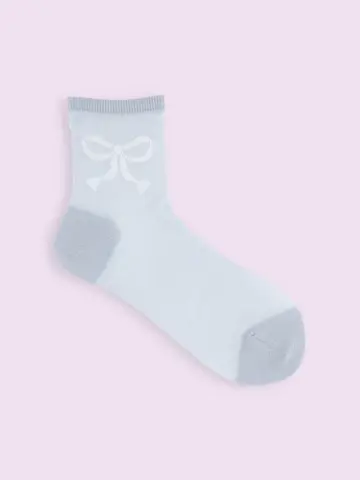 【3足1,386円】チュールリボン柄ショートソックス