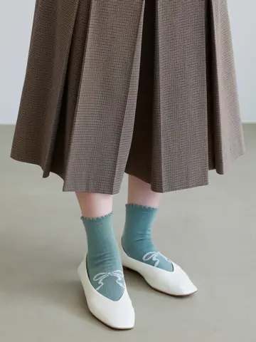 【3足1,386円】フロントモールリボンショートソックス