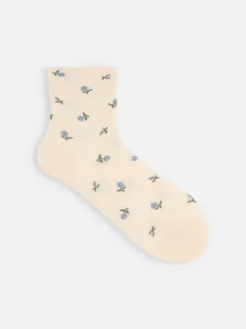 ゴムくちソフト小花柄ショートソックス