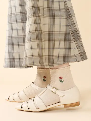 【3足1,386円】レトロチューリップショートソックス