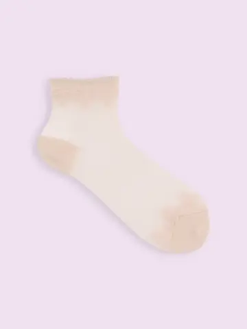 【3足1,386円】ゴム口ゆったりチュールオリエンタル柄ショートソックス