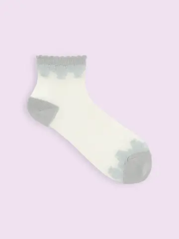 【3足1,386円】ゴム口ゆったりチュールオリエンタル柄ショートソックス