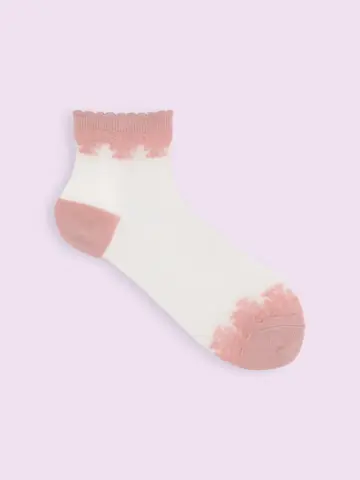 【靴下屋fam】履き口ゆったりチュールオリエンタル柄ショートソックス