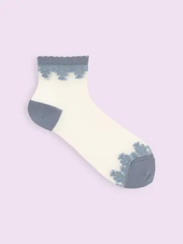 【3足1,386円】ゴム口ゆったりチュールオリエンタル柄ショートソックス