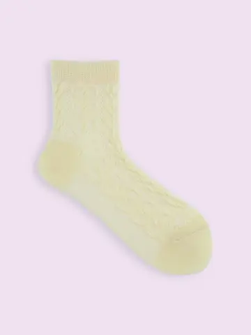 【3足1,386円】毛混プレッツェルニット風ショートソックス