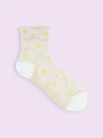 【靴下屋fam】モダン椿柄ショートソックス