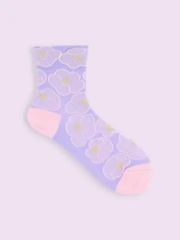 【靴下屋fam】モダン椿柄ショートソックス