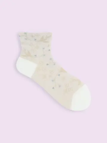 【靴下屋fam】ゴム口ゆったりツバメ柄ショートソックス