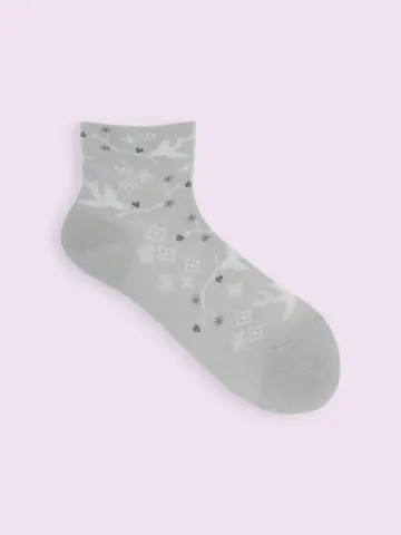 【靴下屋fam】ゴム口ゆったりツバメ柄ショートソックス