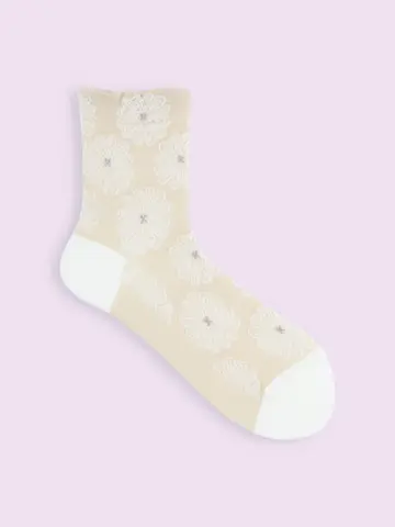 【靴下屋fam】フラワーフロートショートソックス