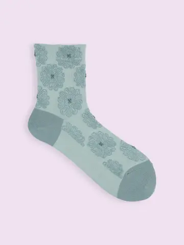 【靴下屋fam】フラワーフロートショートソックス