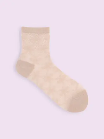 【靴下屋fam】メッシュリボン柄ショートソックス