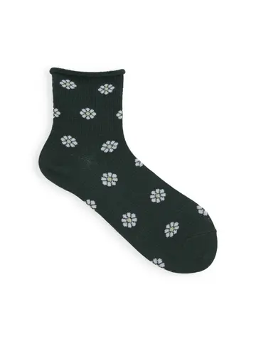 【3足1,485円】ゴム口ゆったりくるくるワッフル花柄ショートソックス