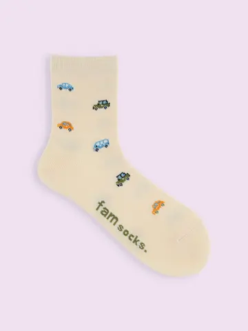 【靴下屋fam】くるま柄ショートソックス