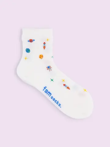 【靴下屋fam】惑星柄ショートソックス