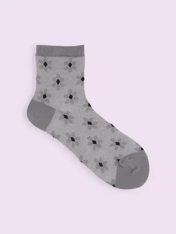 【靴下屋fam】メッシュお花ショートソックス