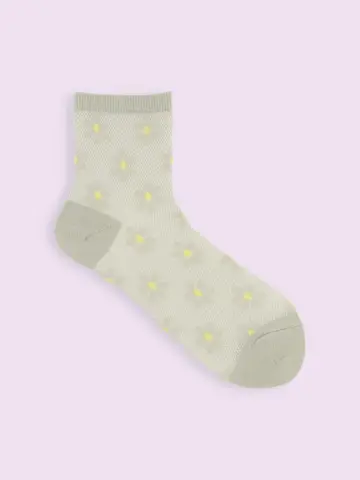 【靴下屋fam】メッシュお花ショートソックス