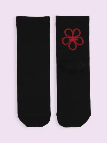 【靴下屋fam】バックお花ロゴ刺繡ショートソックス