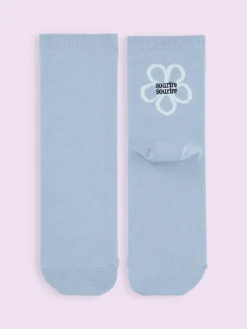 【靴下屋fam】バックお花ロゴ刺繡ショートソックス