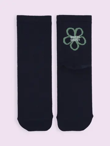 【靴下屋fam】バックお花ロゴ刺繡ショートソックス