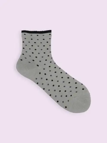 【3足1,100円】トップ切り替え2色ドットショートソックス