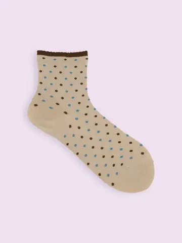 【3足1,100円】トップ切り替え2色ドットショートソックス