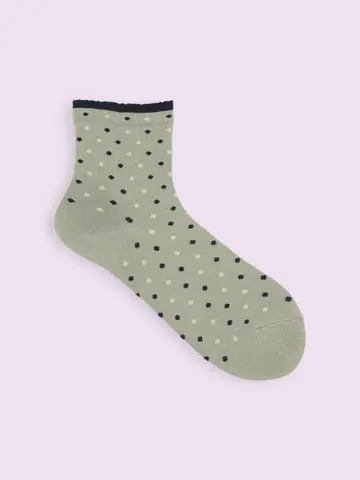 【3足1,100円】トップ切り替え2色ドットショートソックス