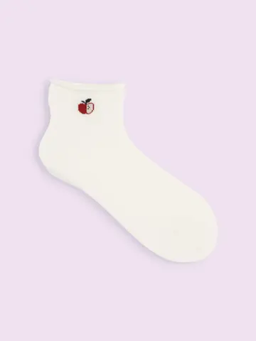 【3足1,100円】くるくるリンゴ柄ショートソックス