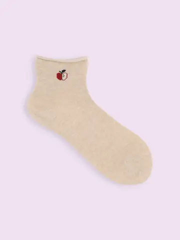 【3足1,100円】くるくるリンゴ柄ショートソックス