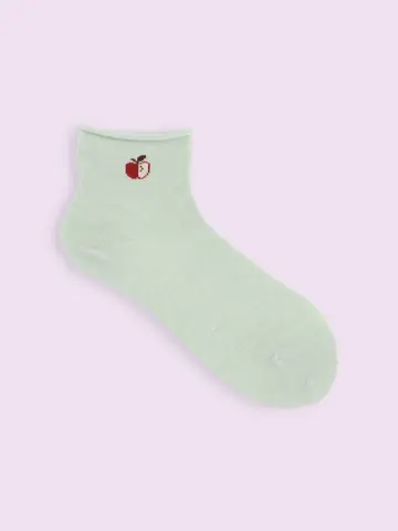 【3足1,100円】くるくるリンゴ柄ショートソックス