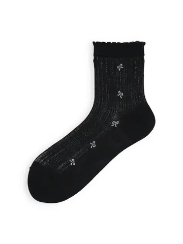 【3足1,485円】リボンメッシュショートソックス
