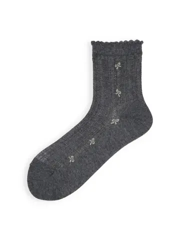 【3足1,485円】リボンメッシュショートソックス