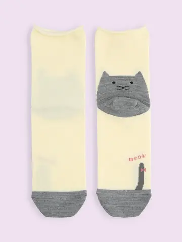 【3足1,386円】毛混 かかとねこくるくるショートソックス