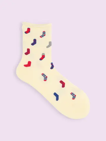 【3足1,386円】毛混 靴下柄ショートソックス