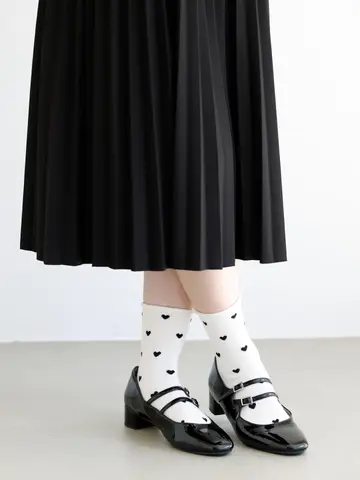 ゴムなしくるくるワッフルハートショートソックス