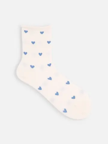 ゴムなしくるくるワッフルハートショートソックス