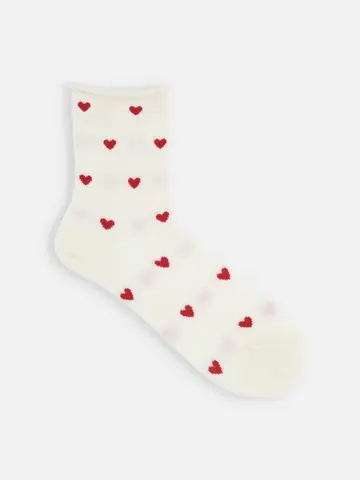 ゴムなしくるくるワッフルハートショートソックス